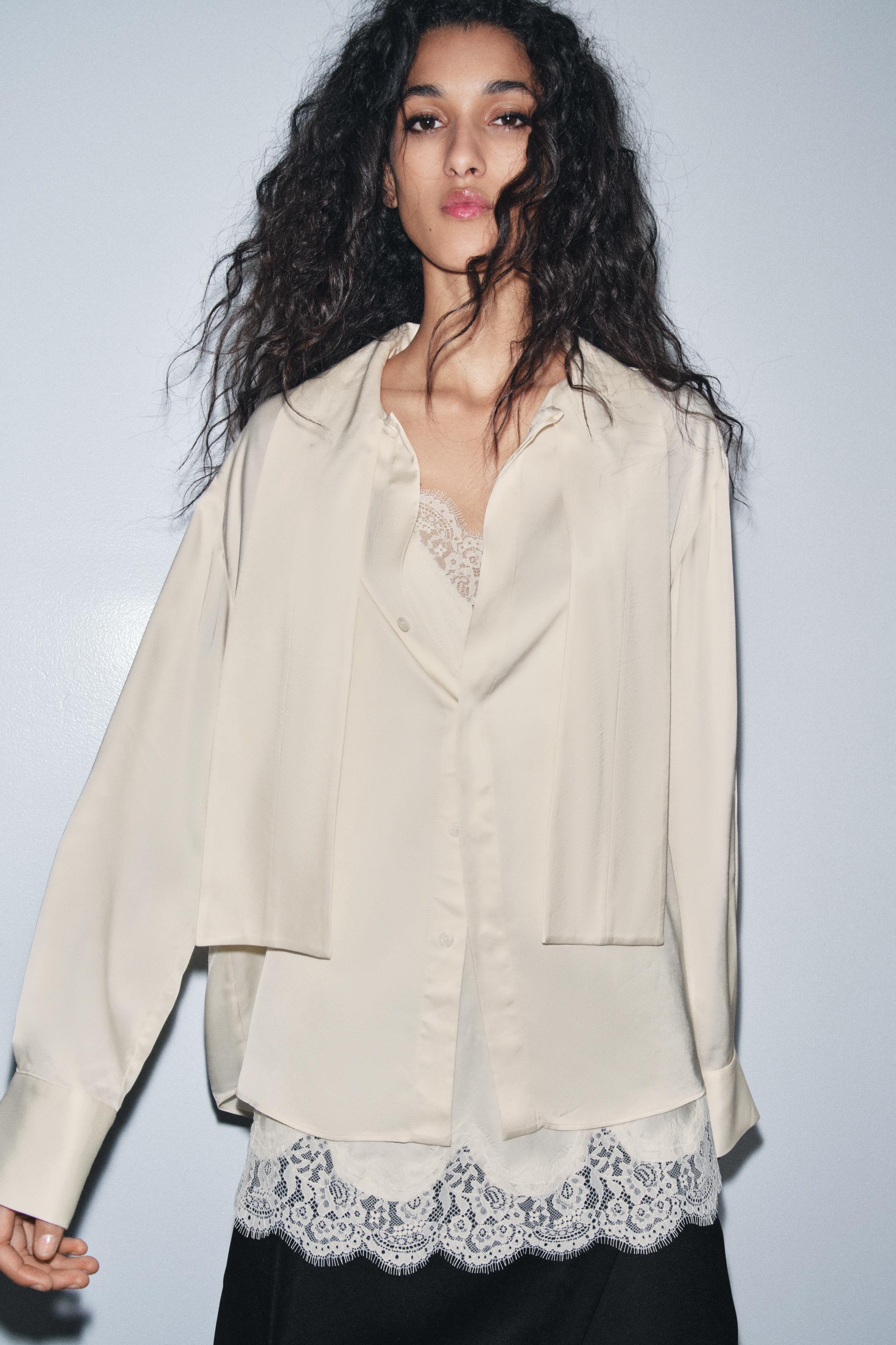 COMBINATION SATIN EFFECT BLOUSE ZW COLLECTION